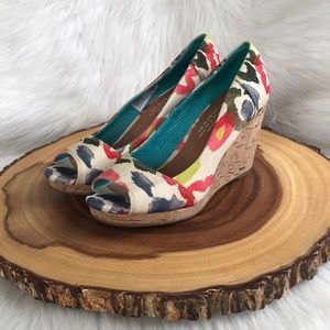 Toms open toe wedges LIKE NEW